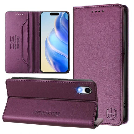 Leather Phone Case With Card And Cash Storage For Everyday Carry And Quick Access - purple PU leather wallet case with card slots, cash pocket and stand