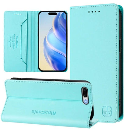 Leather Phone Case With Card Slots For Everyday Errands Slim Protective Design That Fits In Pocket - turquoise folio with card slots and RFID shielding