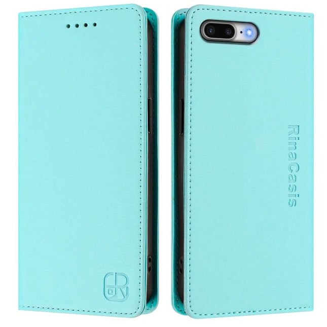 Leather Phone Case With Card Slots For Everyday Errands Slim Protective Design That Fits In Pocket - slim turquoise folio with card slots and RFID protection
