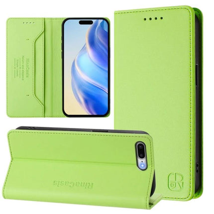 Leather Phone Case With Card Slots For Everyday Errands Slim Protective Design That Fits In Pocket - lime green folio with card slots and RFID protection