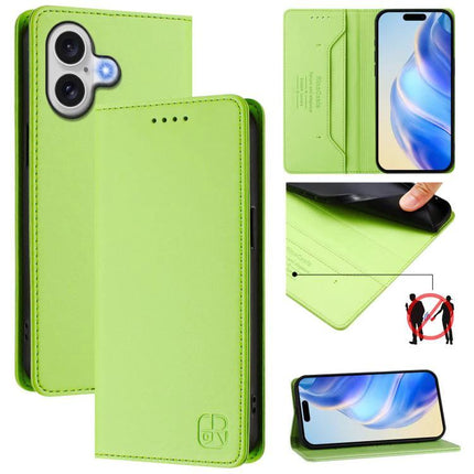 Protective Leather Phone Case With Card Slots For Daily Carry - lime green RFID-blocking wallet folio with card slots and stand