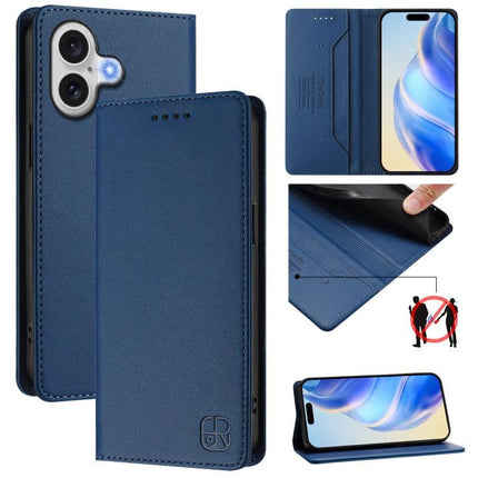 Protective Leather Phone Case With Card Slots For Daily Carry — blue folio wallet case with RFID, card slots, cash pocket, kickstand