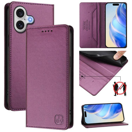 Protective Leather Phone Case With Card Slots For Daily Carry in purple, RFID-blocking wallet folio with card slots, cash pocket and kickstand