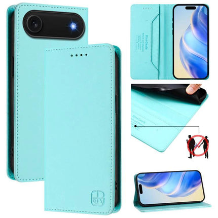 Protective Leather Phone Case With Card Slots For Daily Carry in turquoise wallet style with RFID blocking and card slots