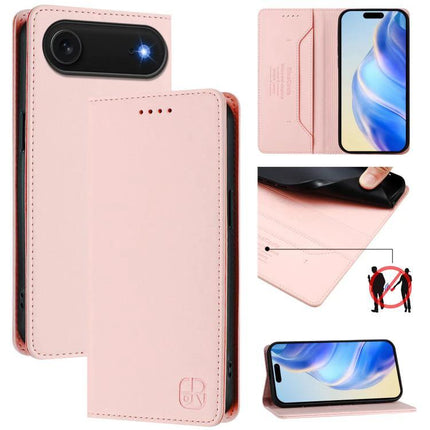Protective Leather Phone Case With Card Slots For Daily Carry - pink RFID-blocking folio with card slots, cash pocket, and kickstand
