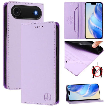 Protective Leather Phone Case With Card Slots For Daily Carry in lavender with RFID blocking, card slots, cash compartment and stand