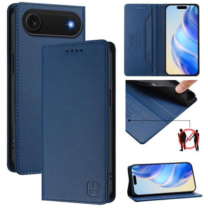 Protective Leather Phone Case With Card Slots For Daily Carry - blue folio wallet with RFID blocking, card slots, cash pocket and kickstand