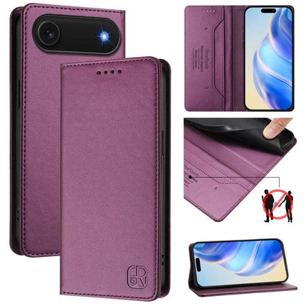 Protective Leather Phone Case With Card Slots For Daily Carry in purple wallet style with RFID-blocking card slots and stand function