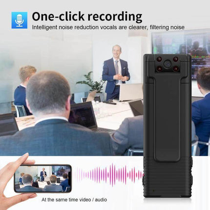B21 Handheld Wide-Angle Video Recorder for Daily Use capturing a meeting with one-click recording and noise reduction