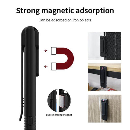 B21 Handheld Wide-Angle Video Recorder for Daily Use shown magnetically attached to metal surfaces, compact portable design
