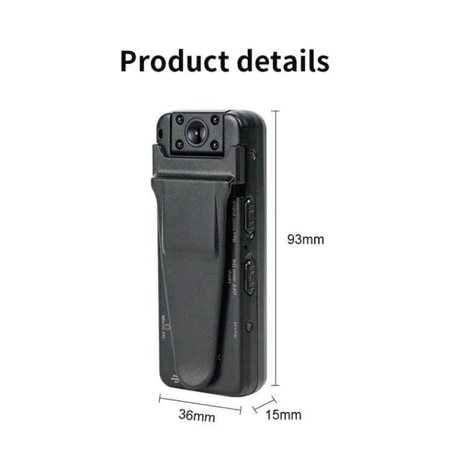 Z7 1080P HD Night Vision Video Recorder for Daily Use compact clip-on recorder with dimensions 93mm x 36mm x 15mm