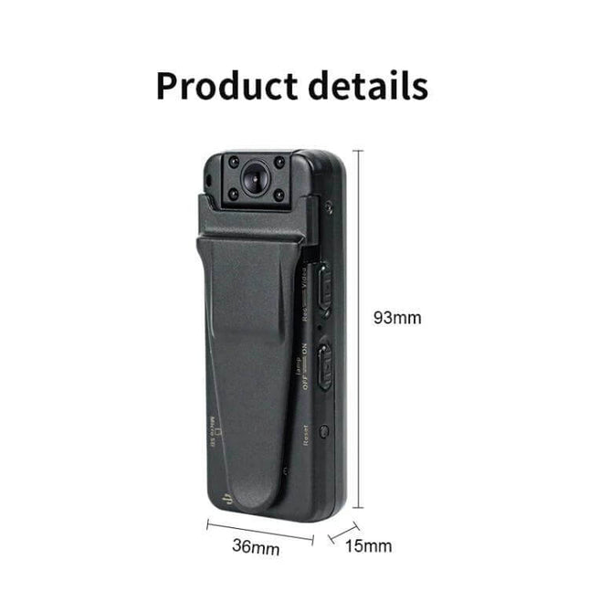 Z7 1080P HD Night Vision Video Recorder for Daily Use compact clip-on recorder with dimensions 93mm x 36mm x 15mm
