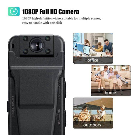 Z7 1080P HD Night Vision Video Recorder for Daily Use shown capturing office, home, and outdoors scenes in 1080P