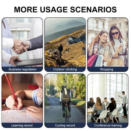 Z7 1080P HD Night Vision Video Recorder for Daily Use showing usage scenarios: business, outdoor, shopping, learning, cycling, conference