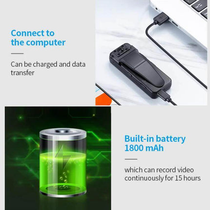 Z7 1080P HD Night Vision Video Recorder for Daily Use showing USB charging connection and 1800mAh battery icon