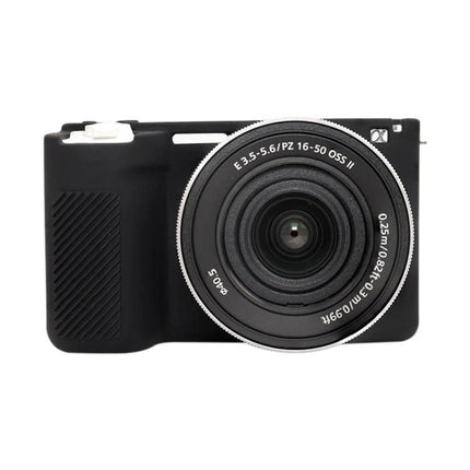 Soft Silicone Protective Case for Sony ZV-E10 II Camera black silicone cover showing front view with lens access and grip