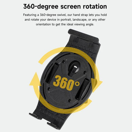 Ulefone Hand Strap Holder for Armor Pad 4 and 4 Ultra Tablet showing 360-degree rotation swivel for secure grip and adjustable viewing angles