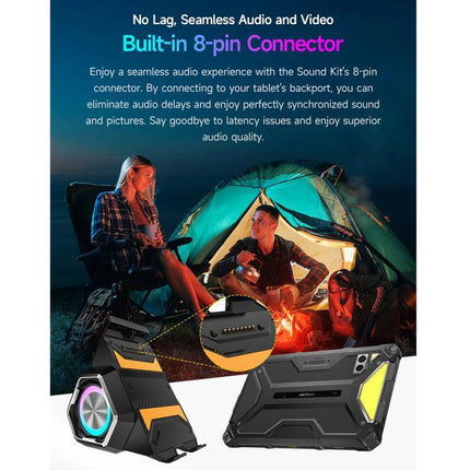 Ulefone Clip On Tablet Speaker Holder For Video Calls And Streaming attached via 8-pin connector for clear hands-free audio