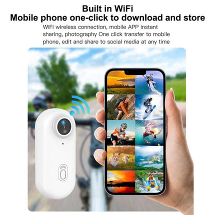 Compact Mini Sports Camera for Everyday Adventures and Sharing shown wirelessly streaming action clips to a smartphone with built‑in WiFi