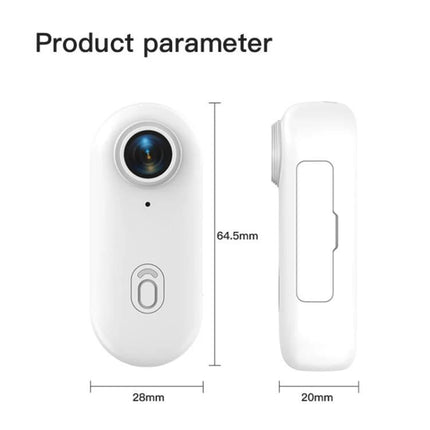 Compact Mini Sports Camera for Everyday Adventures and Sharing – white 64.5mm pocket camera with 120° wide-angle lens, 28x20mm compact clip design