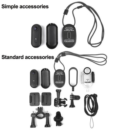 Compact Mini Sports Camera for Everyday Adventures and Sharing with accessories kit including mounts, clips, lanyard and waterproof case