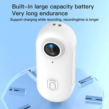 Compact Mini Sports Camera for Everyday Adventures and Sharing - white compact mini action camera with 120-degree lens, clip-on portable design and long battery life