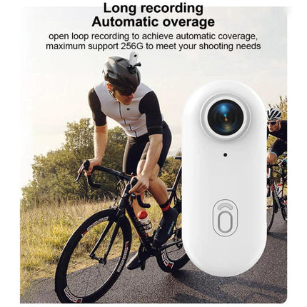 Compact Mini Sports Camera for Everyday Adventures and Sharing clipped to a cyclist helmet capturing wide-angle action