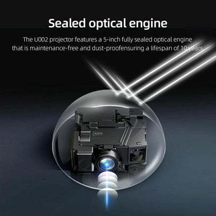 AUN Home Theater Projector with Smart Features for Family Viewing showing sealed optical engine and dust‑proof design