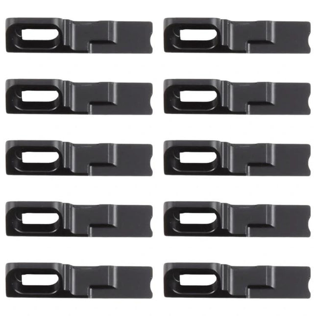 Keep Your iPhone Functional with Replacement Earpiece Bracket for Daily Use - 10 black replacement earpiece brackets arranged in rows