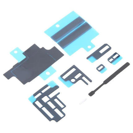 Handy Replacement Stickers And Pads For iPhone Home Repairs showing blue and black motherboard heat sink and FPC connector adhesive set