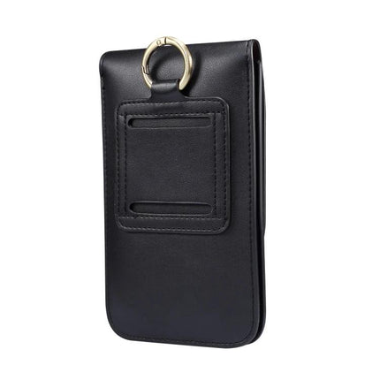 Men's Leather Phone Waist Bag For Everyday Hands Free Carry With Card Slots For Daily Errands slim black leather belt phone pouch with carabiner ring