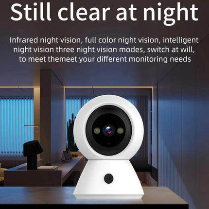 K11 Wireless Home Security Camera with Night Vision showing 1080P home monitoring camera on a table with night vision text in background