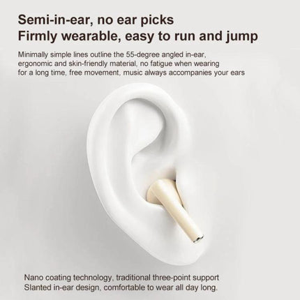 Lenovo Wireless Earphones For Commuting And Gym Use shown in white semi-in-ear design with compact stem and ergonomic fit