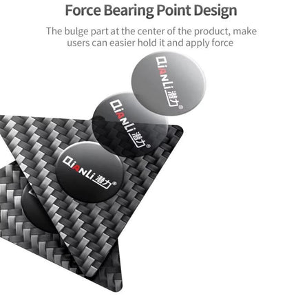 Qianli Multifunctional Carbon Fiber Prying Tool for Devices showing force bearing point design and 0.2mm carbon fiber prying pads