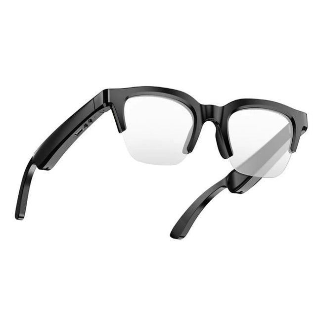 Stylish Bluetooth Glasses for Daily Hands-Free Audio Listening - minimalist black frame streaming music and calls