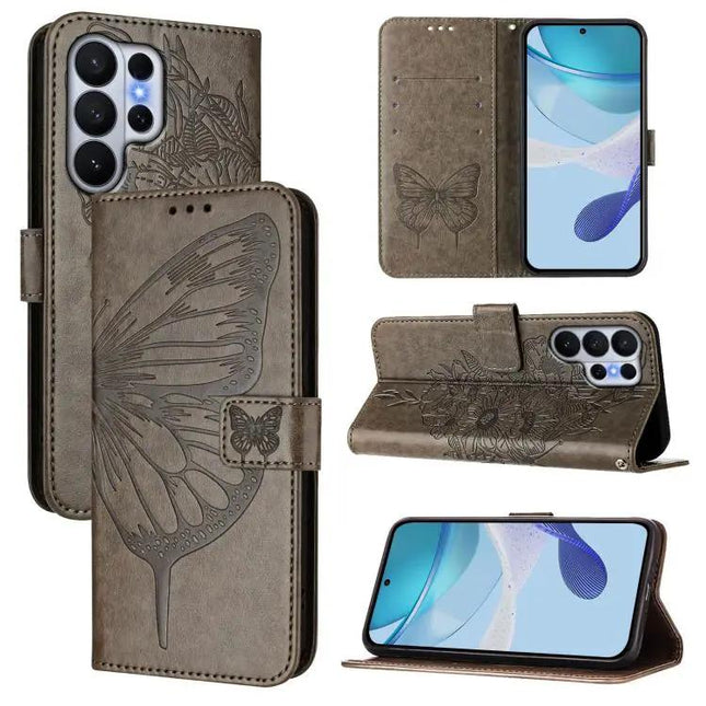Butterfly Embossed Leather Wallet Case For Galaxy S26