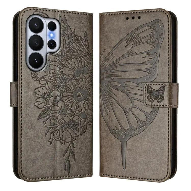 Butterfly Embossed Leather Wallet Case For Galaxy S26