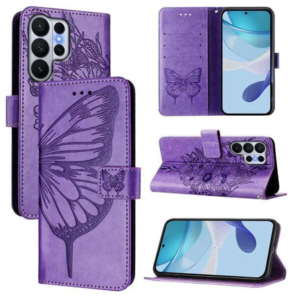 Butterfly Embossed Leather Wallet Case For Galaxy S26