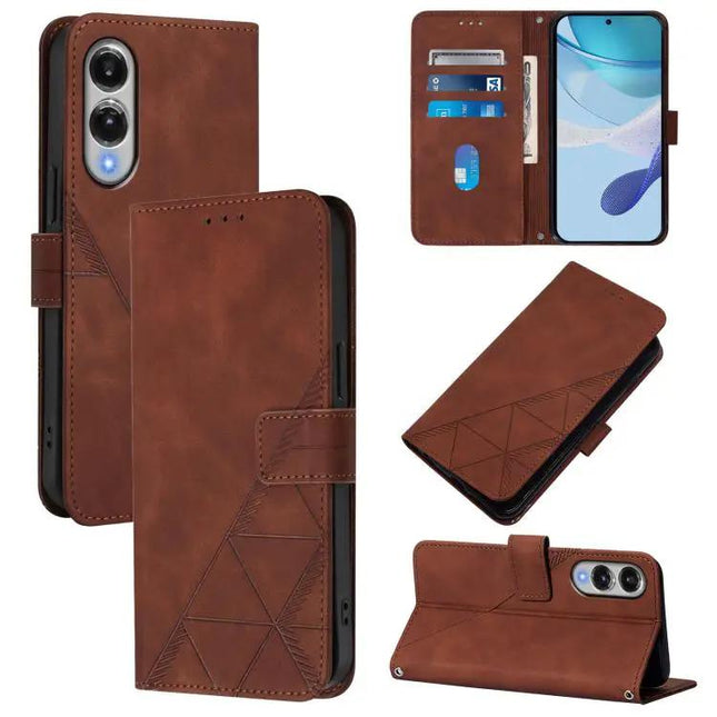 Crossbody 3D Embossed Leather Phone Case for Samsung S25Edge