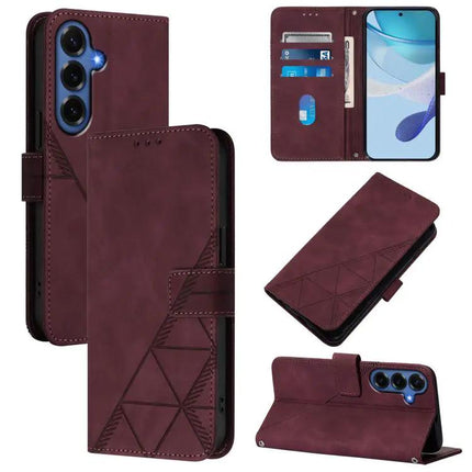 3D Embossed PU Leather Crossbody Flip Case For Galaxy S26