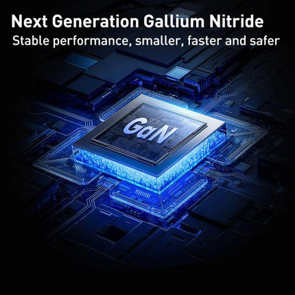 REMAX Charger for Everyday Device Powering at Home and Travel - blue GaN chip illustration highlighting next-generation gallium nitride technology