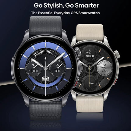 Zeblaze Smart Watch for Everyday Fitness and Daily Connectivity sleek dual-watch display with activity dials and leather straps