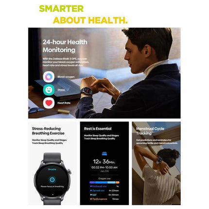 Zeblaze Smart Watch for Everyday Fitness and Daily Connectivity worn by person monitoring 24-hour health metrics