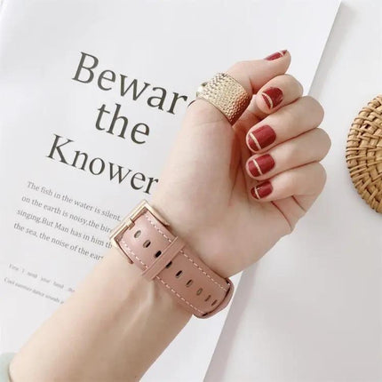 Leather Watch Band V-Tail Stitching For 42/41/40/38mm