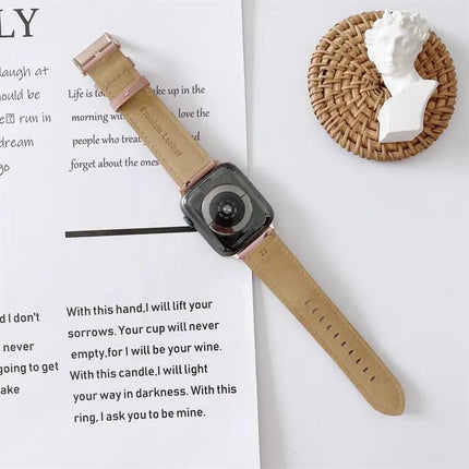 Leather Watch Band V-Tail Stitching For 42/41/40/38mm