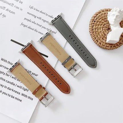 Leather Watch Band V-Tail Stitching For 42/41/40/38mm