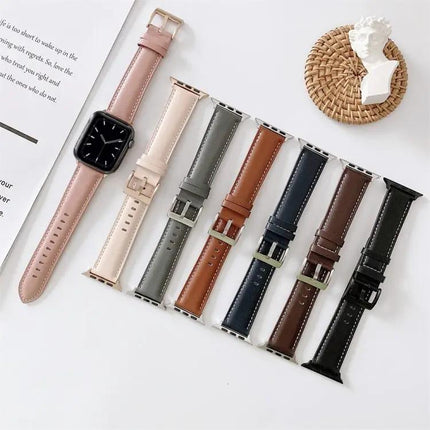 Leather Watch Band V-Tail Stitching For 42/41/40/38mm