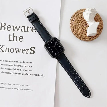 Leather Watch Band V-Tail Stitching For 42/41/40/38mm