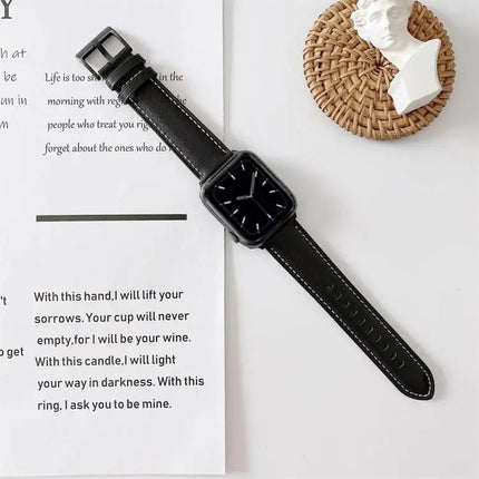 Leather Watch Band V-Tail Stitching For 42/41/40/38mm