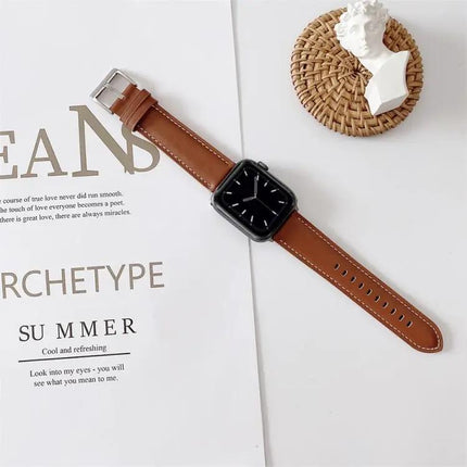 Leather Watch Band V-Tail Stitching For 42/41/40/38mm